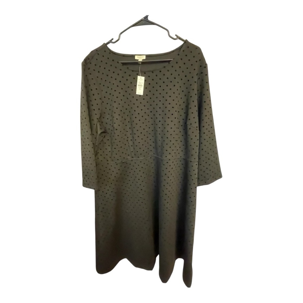 Talbots Black Sheath Dress 3/4 Sleeve Crew Neck